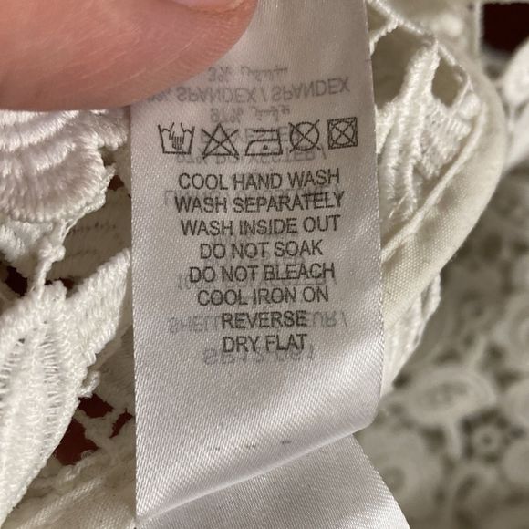 Self-Portrait 3D Flower White Lace Long Sleeve Mini Dress Size 8 - Picture 14 of 15